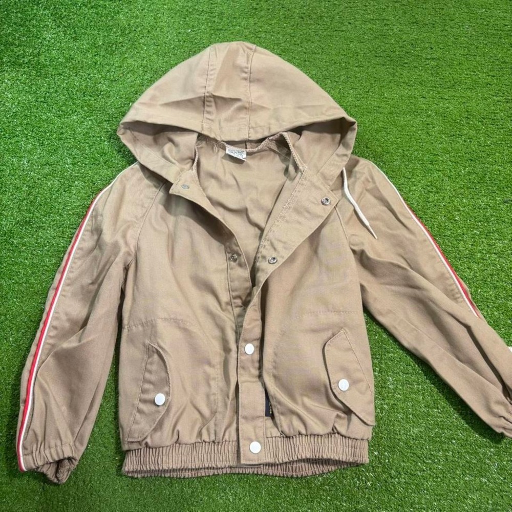 Vintage 70s Oshkosh Boys Size 7 Bomber Style Botton Up Hooded Jacket